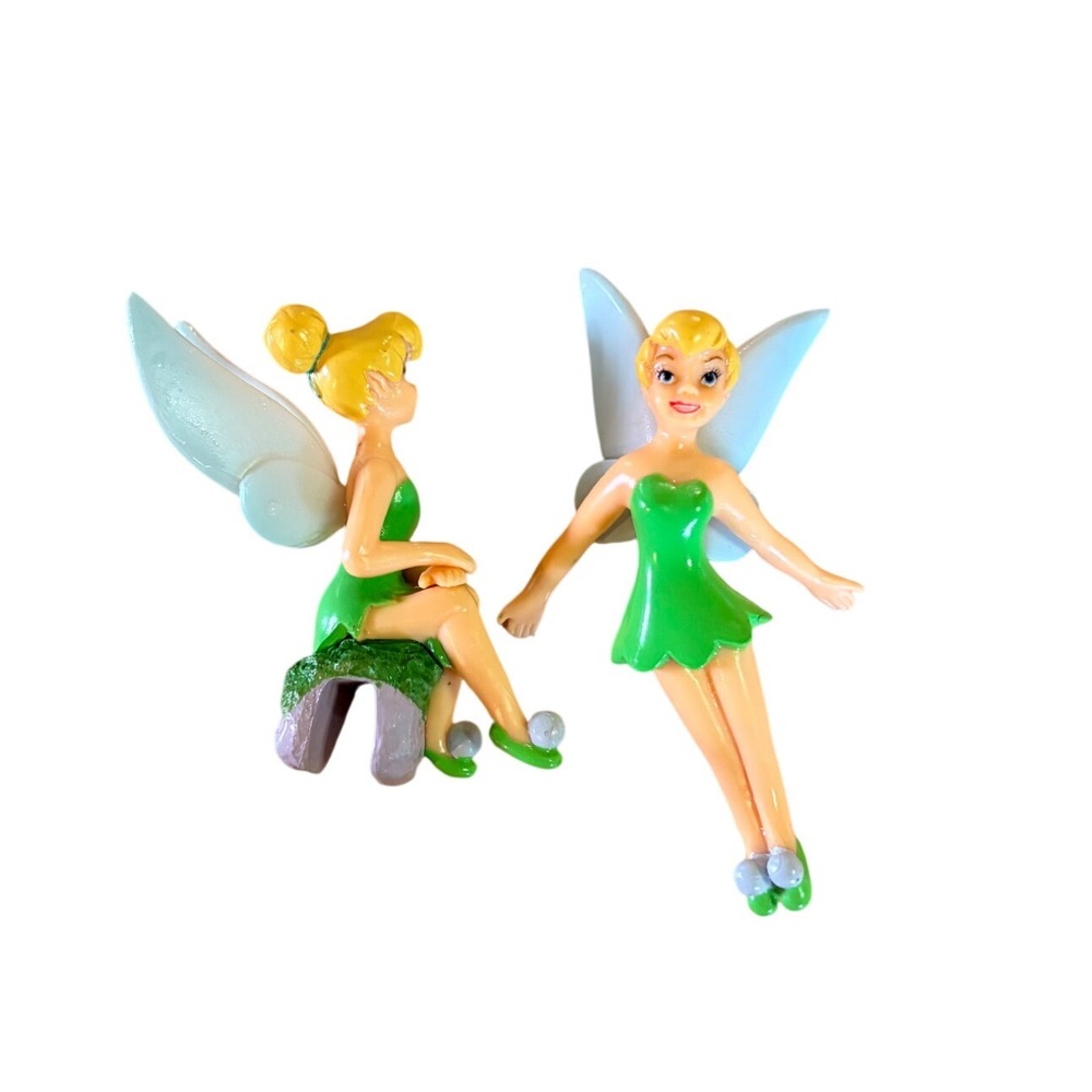 Disney Tinker Bell Fairy Figurines Set of 2 Sitting and Flying Cake Toppers